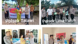 Jajaran Polsek Polres Batu Bara Jumat Berkah Serentak, Salurkan Bansos
